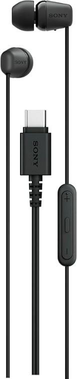 Picture of USB-C Wired In-Ear Headphones with Mic  – Black Stereo Earbuds