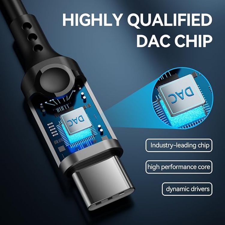 Picture of USB-C Headphones with Mic & Volume Control – Wired Earbuds for iPhone 17/16/15 Pro, Samsung Galaxy, Pixel & OnePlus