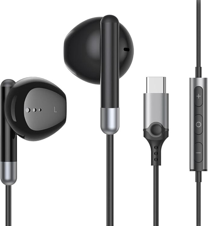 Picture of USB-C Headphones with Mic & Volume Control – Wired Earbuds for iPhone 17/16/15 Pro, Samsung Galaxy, Pixel & OnePlus