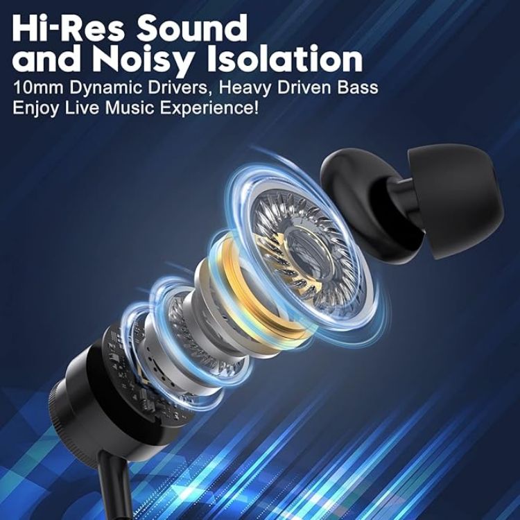 Picture of Wired In-Ear Headphones with Microphone – 3.5mm Noise Isolating Earbuds (Black)