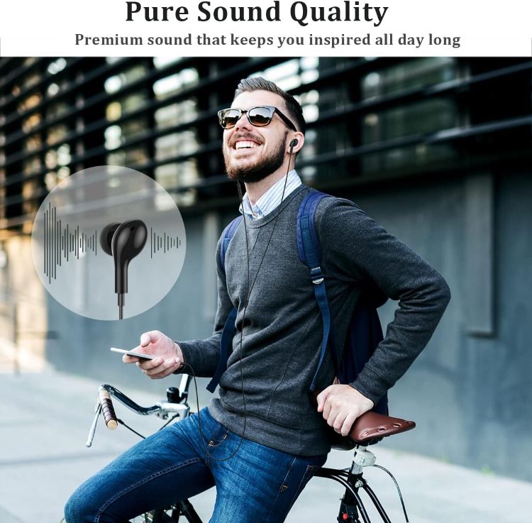 Picture of Magnetic USB-C Wired Earphones with Microphone & Volume Control – In-Ear Stereo Headphones (Black)