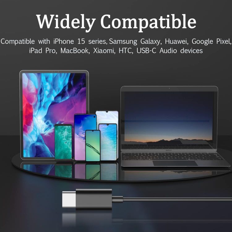 Picture of Magnetic USB-C Wired Earphones with Microphone & Volume Control – In-Ear Stereo Headphones (Black)