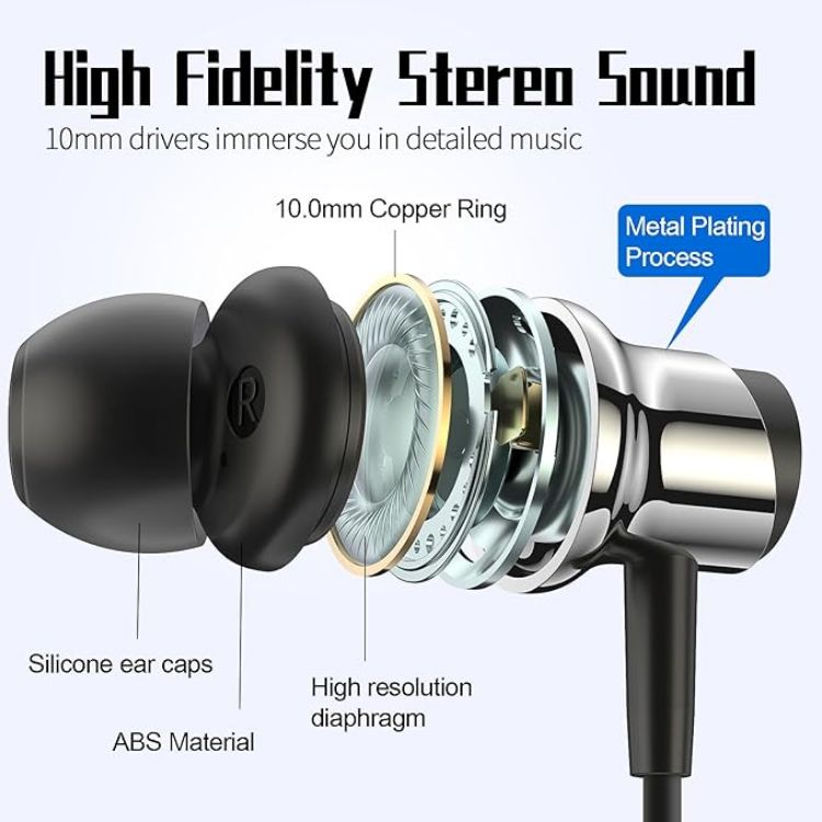 Picture of Magnetic USB-C Wired Headphones with Noise Cancelling Microphone – In-Ear Earbuds