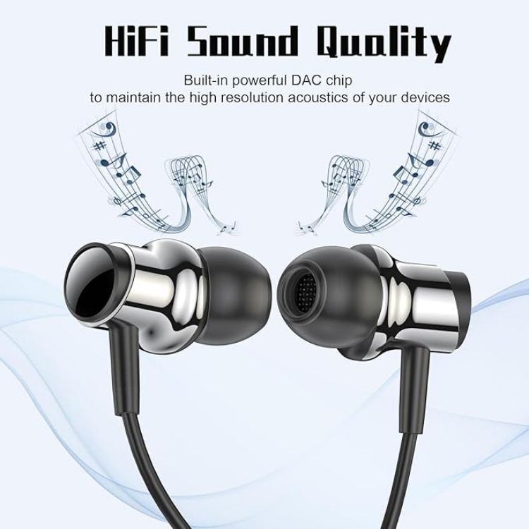 Picture of Magnetic USB-C Wired Headphones with Noise Cancelling Microphone – In-Ear Earbuds