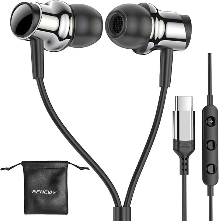 Picture of Magnetic USB-C Wired Headphones with Noise Cancelling Microphone – In-Ear Earbuds