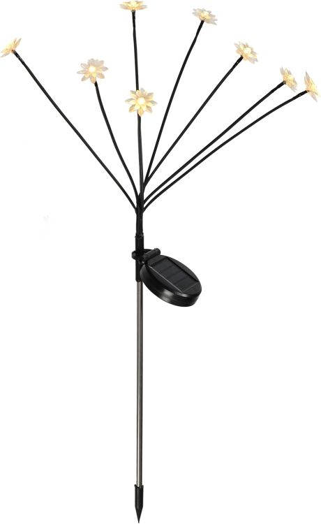 floral LED stake lights night view