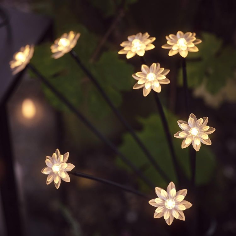 warm white LED flower garden lights