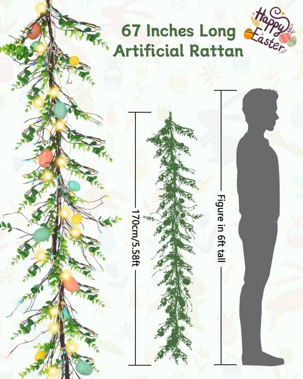 decorative spring garland with flowers and eggs