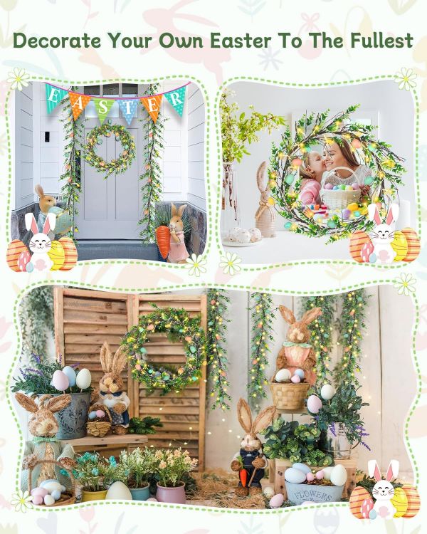 spring artificial garland decoration with lights
