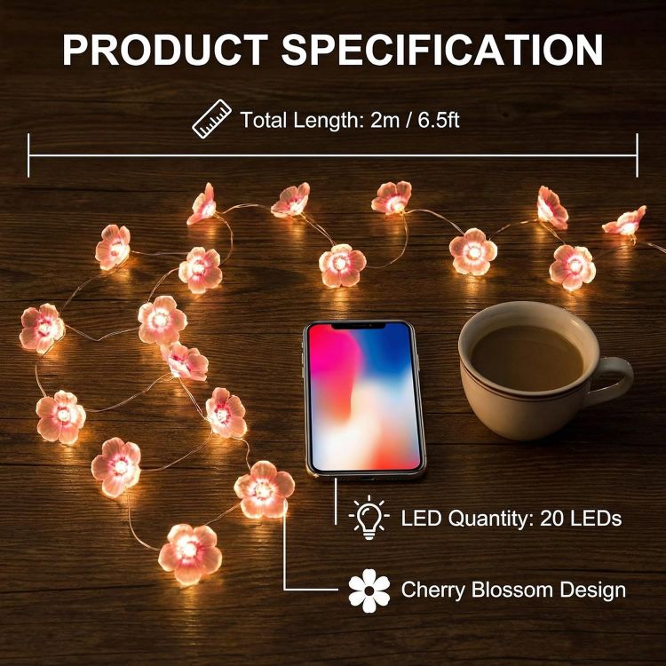 floral LED string lights bedroom decoration