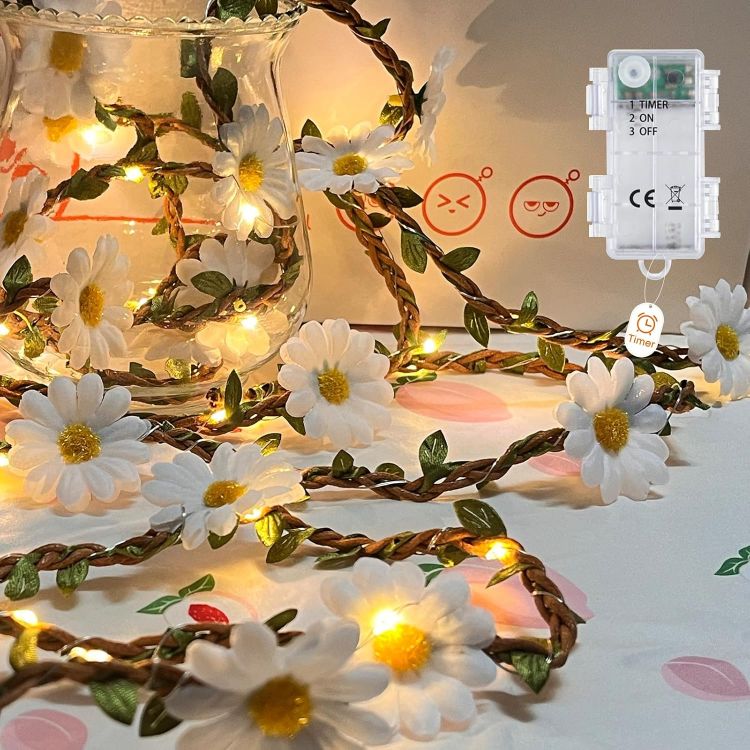 daisy flower fairy lights warm white LED
