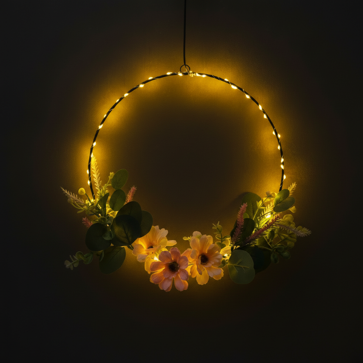artificial flower wreath LED decoration