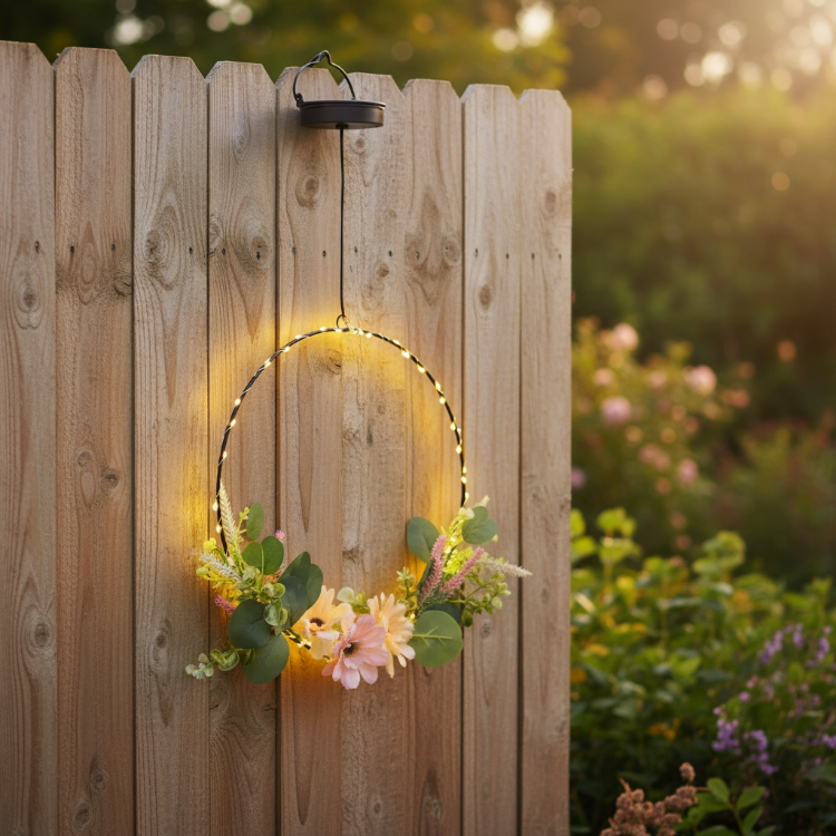 warm white solar garden hoop light