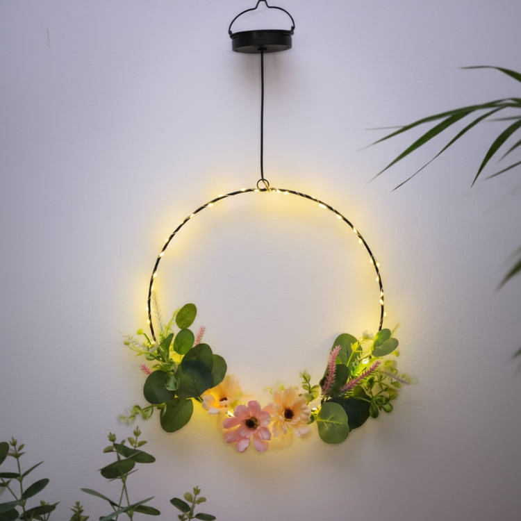 solar floral hoop light for garden decoration
