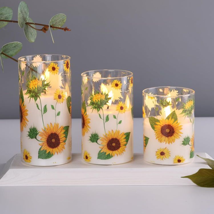 realistic LED pillar candles glass design