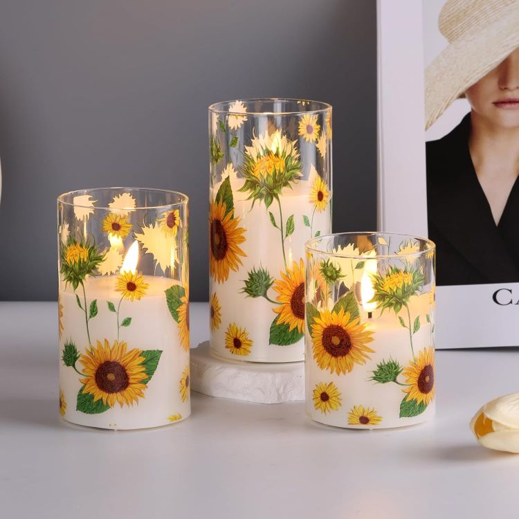 warm white sunflower LED candle light