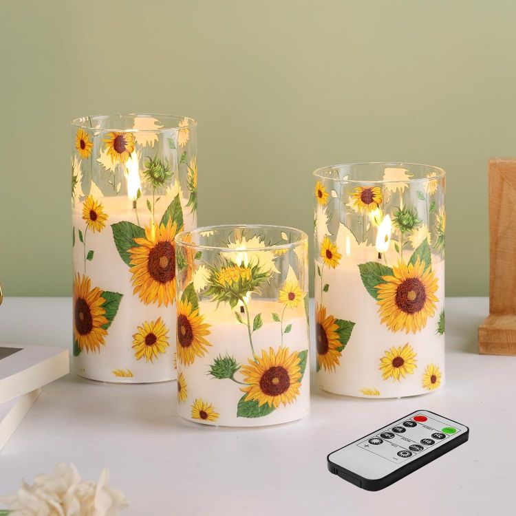 sunflower flameless LED candles set of 3