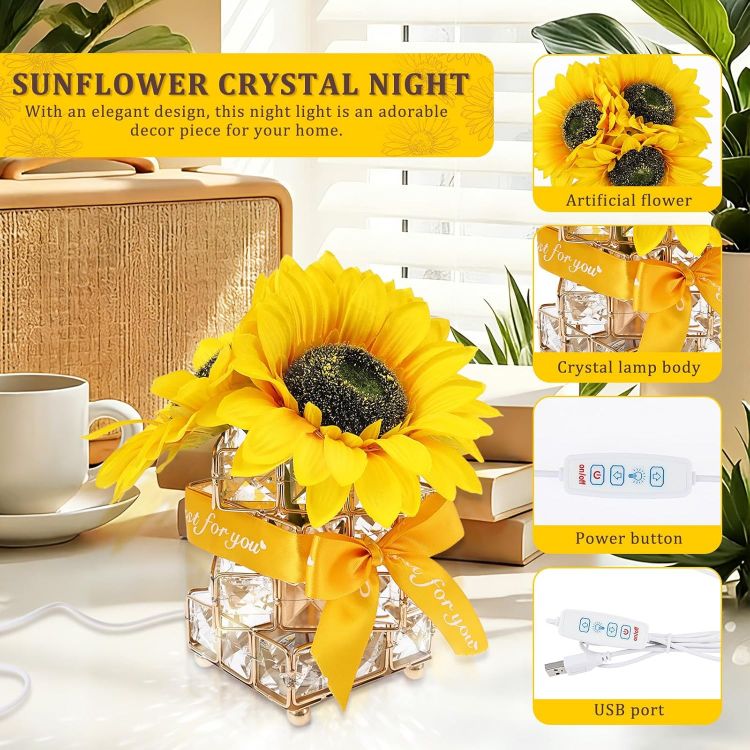 elegant sunflower crystal lamp close view