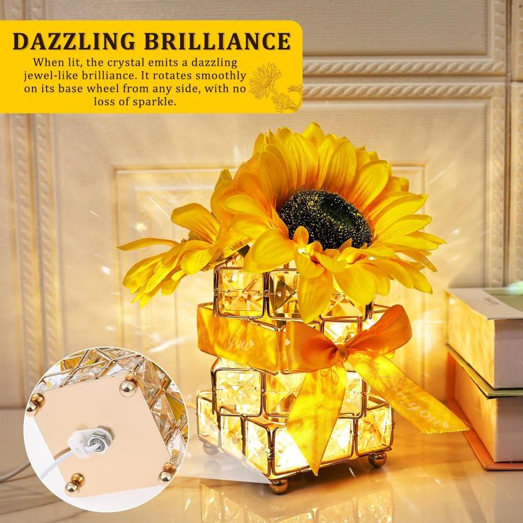 crystal sunflower night light bedroom decor