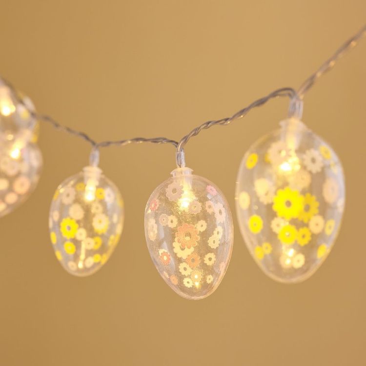 easter egg string lights with flowers indoor decor