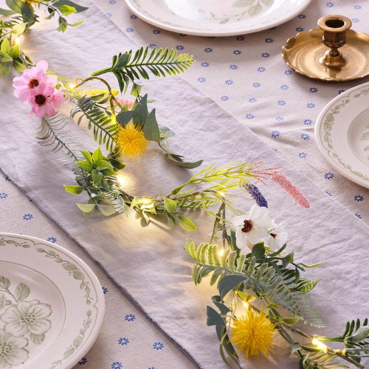 pre lit lavender wildflower garland LED lights