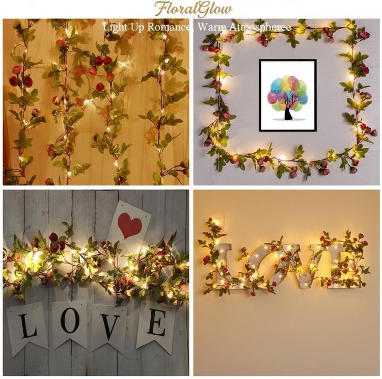 flexible rose fairy lights wall decoration