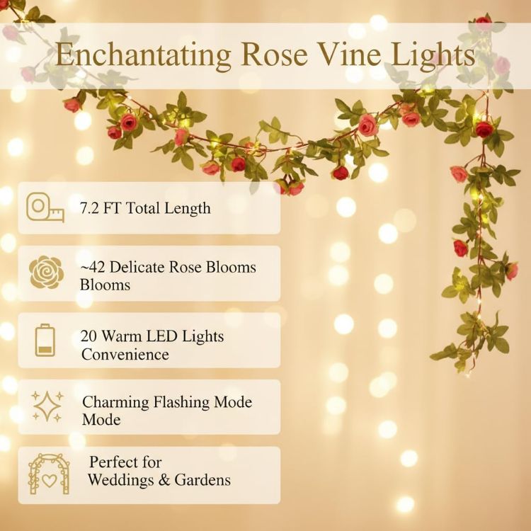 artificial rose garland fairy lights indoor