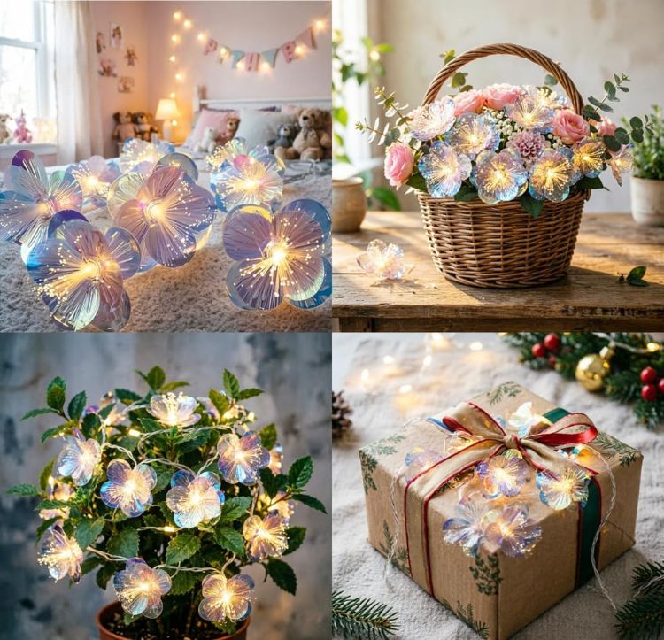 blossom LED decorative lights clear cable