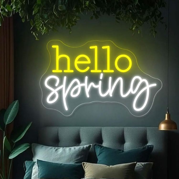yellow white spring neon wall light