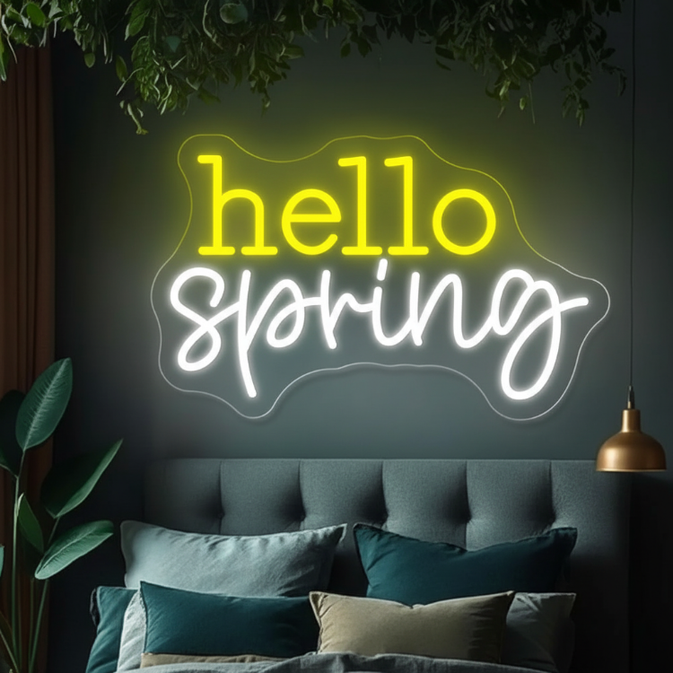 hello spring LED neon light sign wall decor