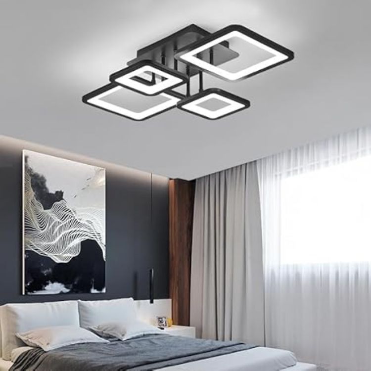 Picture of Modern LED Ceiling Light Dimmable, 54W Flush Mount Ceiling Lights with Remote Control, Black Acrylic Chandelier Ceiling Lamp for Living Room Bedroom Dining Room [Energy Class E]