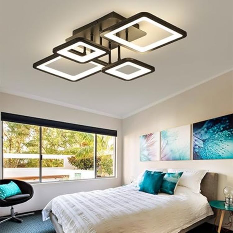 Picture of Modern LED Ceiling Light Dimmable, 54W Flush Mount Ceiling Lights with Remote Control, Black Acrylic Chandelier Ceiling Lamp for Living Room Bedroom Dining Room [Energy Class E]