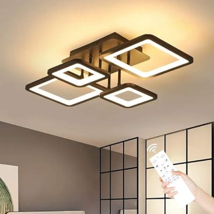 Picture of Modern LED Ceiling Light Dimmable, 54W Flush Mount Ceiling Lights with Remote Control, Black Acrylic Chandelier Ceiling Lamp for Living Room Bedroom Dining Room [Energy Class E]