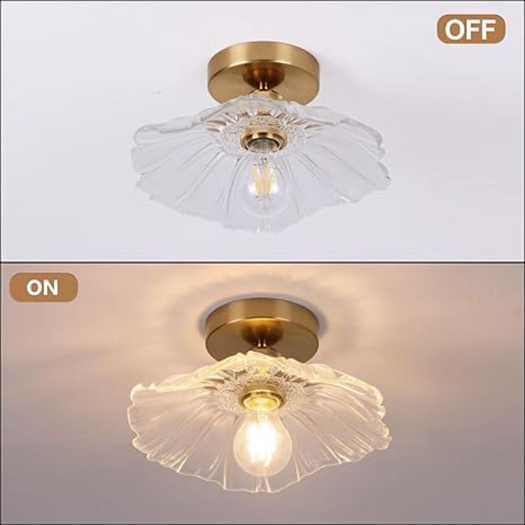 Picture of 2 Pack Glass Ceiling Lights Flush Mount Chandelier Fixture, Modern Design for Bedroom, Dining Room, Kitchen, Hallway