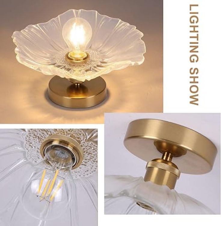 Picture of 2 Pack Glass Ceiling Lights Flush Mount Chandelier Fixture, Modern Design for Bedroom, Dining Room, Kitchen, Hallway