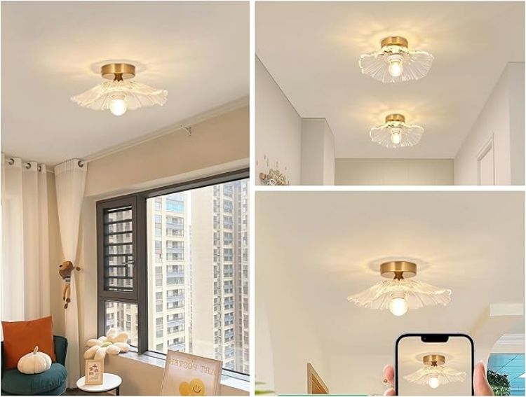 Picture of 2 Pack Glass Ceiling Lights Flush Mount Chandelier Fixture, Modern Design for Bedroom, Dining Room, Kitchen, Hallway