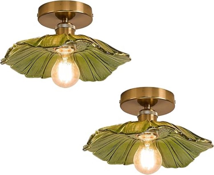 Picture of 2 Pack Glass Ceiling Lights Flush Mount Chandelier Fixture, Modern Design for Bedroom, Dining Room, Kitchen, Hallway