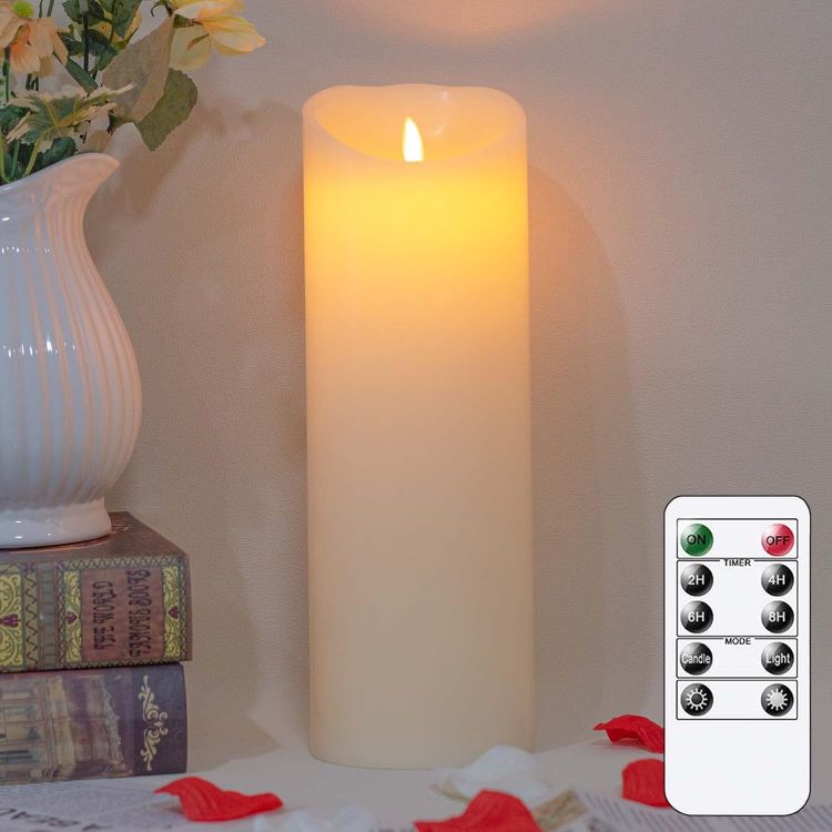 30cm real wax flameless LED pillar candle with moving wick