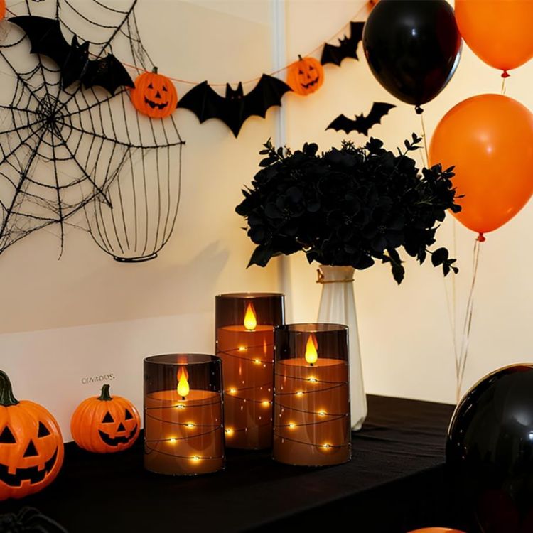 elegant grey LED candles with soft glow