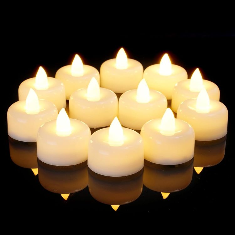 12 pack flameless LED tea light candles warm white glow