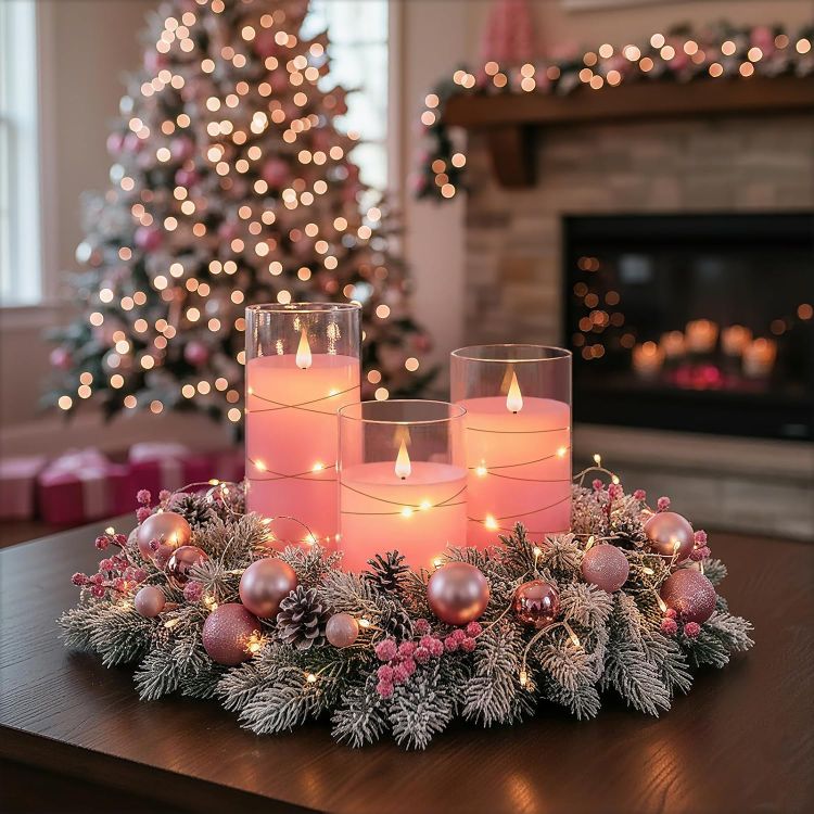 decorative pink candle set for home décor