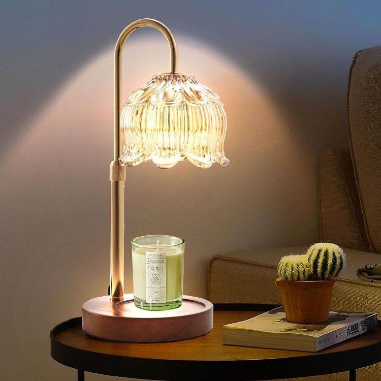 walnut electric candle warmer lamp with dimmer
