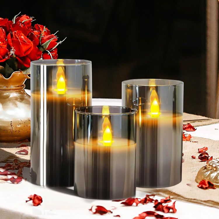 glass effect decorative LED candle set