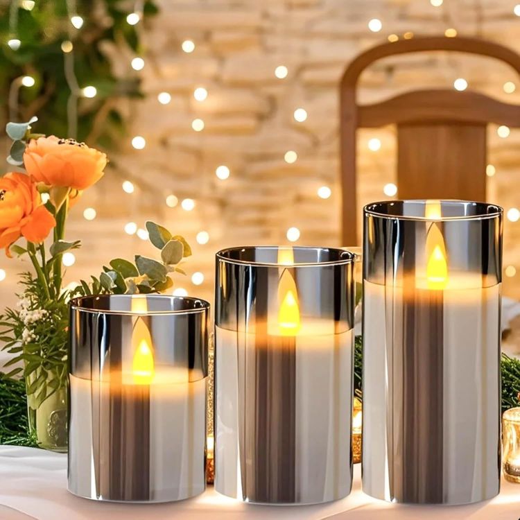 elegant LED pillar candles set of three