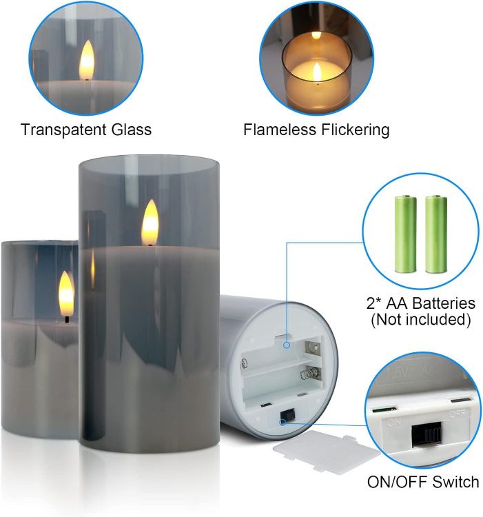 battery operated flickering pillar candle set