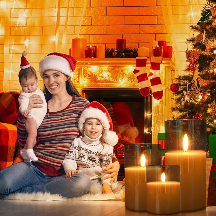 elegant grey glass LED candles for events