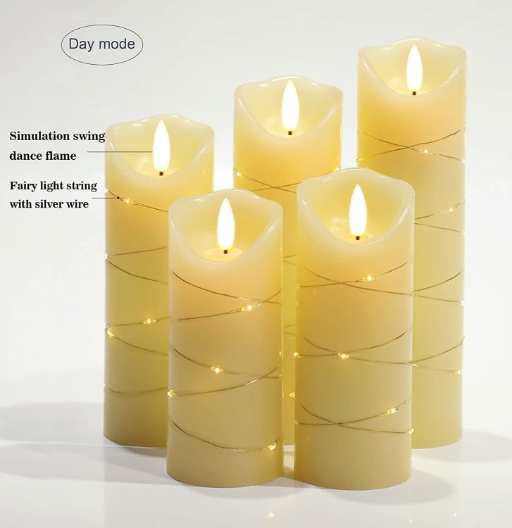 decorative LED candles with embedded string lights