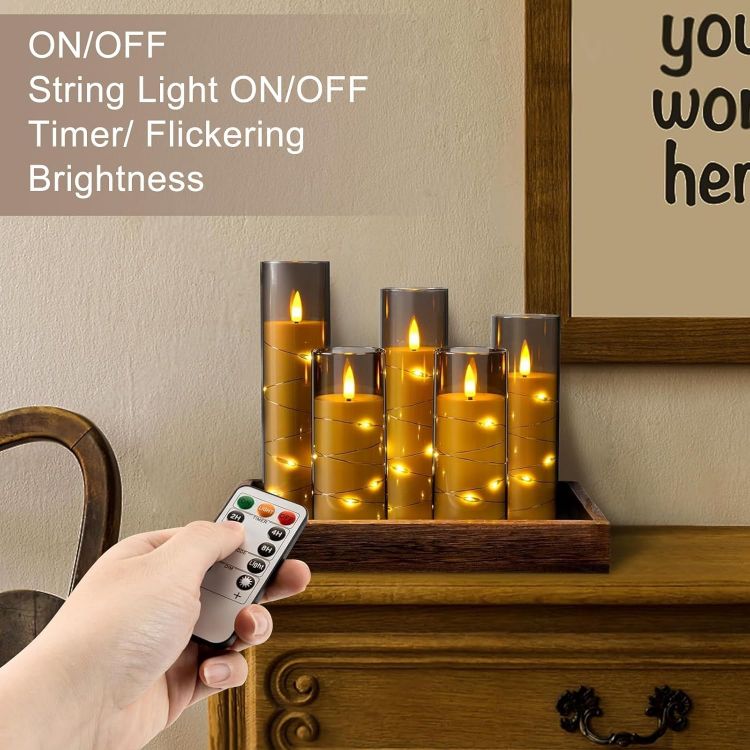 decorative LED candles with embedded fairy lights