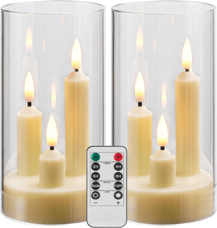 2 pack ivory three wick flameless LED candles