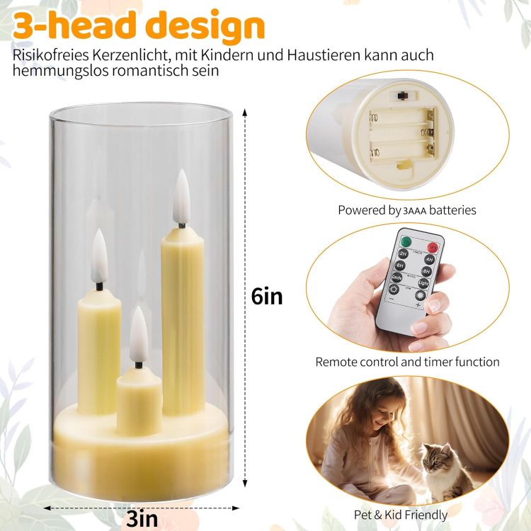 battery powered flickering pillar candle set